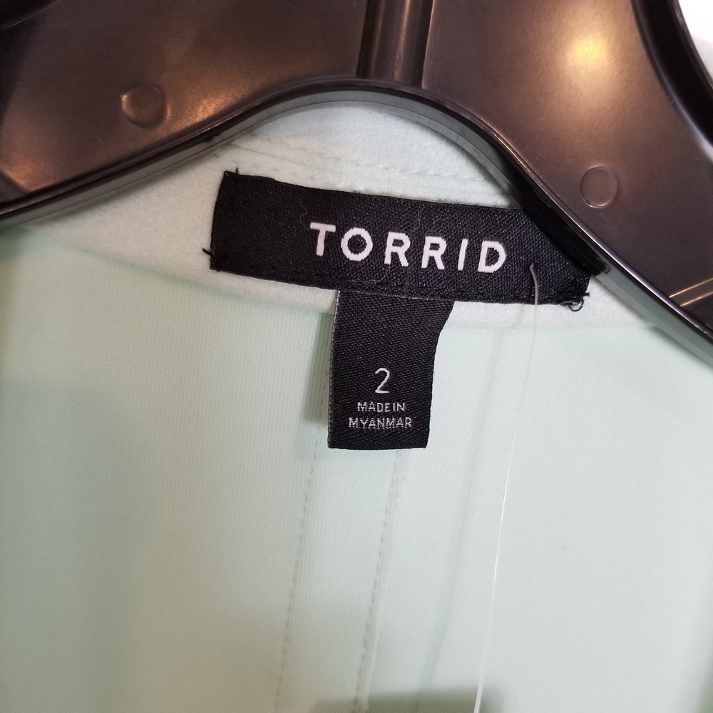 Torrid Mint Green Faux Suede Longline Jacket Sz 2X Open Front - Picture 9 of 10